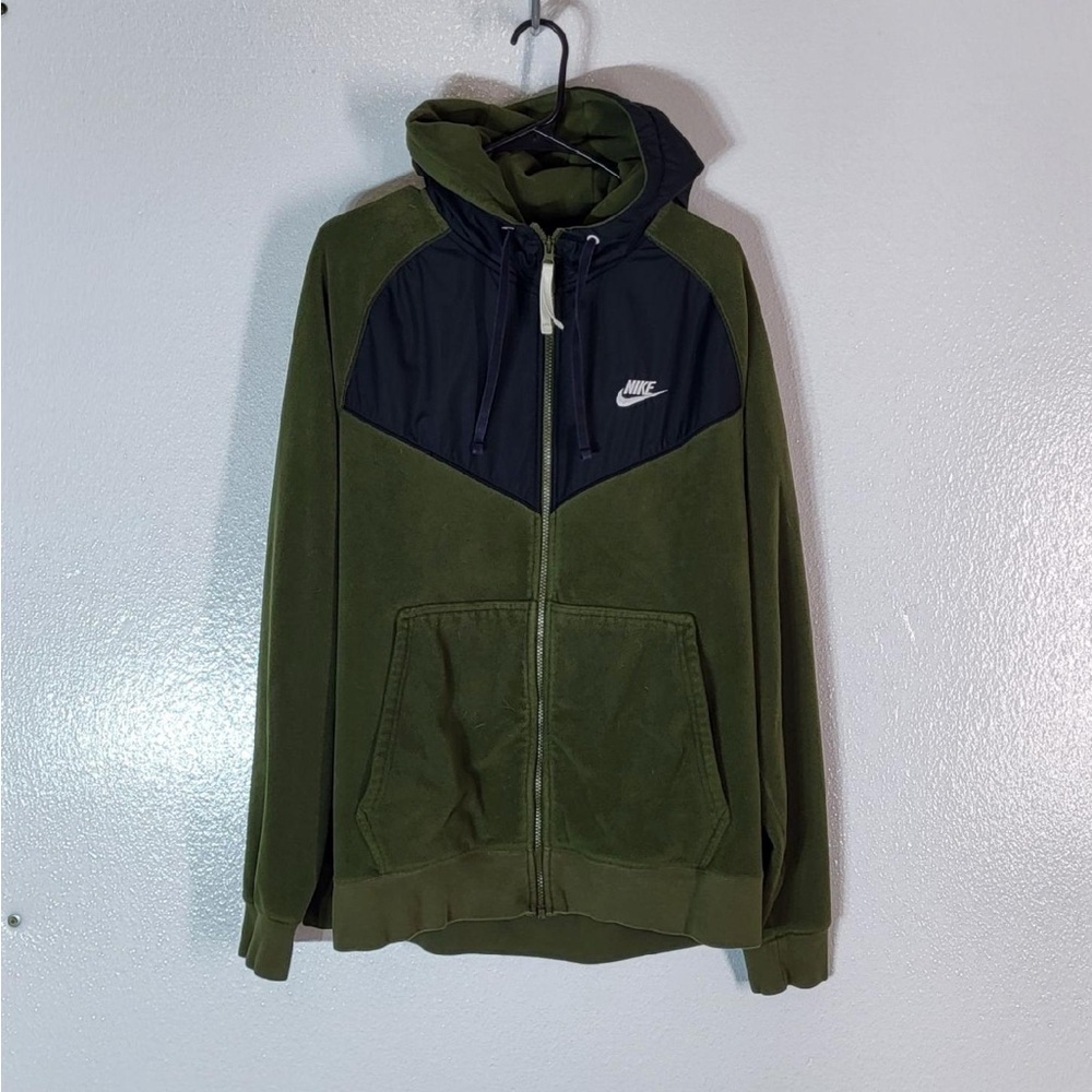 Nike Hoodie Men's XL Green Fleece Long Sleeve Full Zip Club Jacket Hood